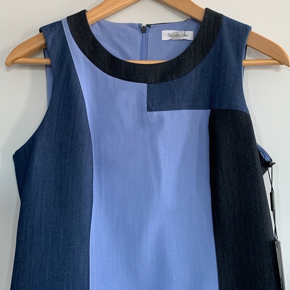 New with Tags Calvin Klein Blue Colour Block Sheath Dress Size 8P - Picture 4 of 17